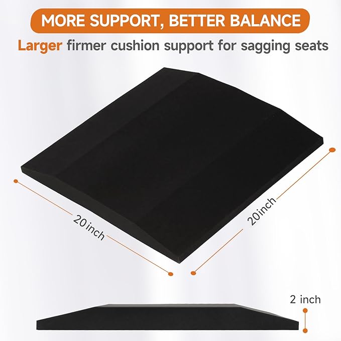 20"x20"Couch Cushion Support for Sagging Seat, Trapezoid 40D High Density Foam Couch,Sofa Cushion Support Replacement for Furniture Sagging, Black(2PCS)