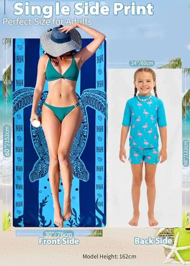 LIVILAN Microfiber Blue Sea Turtle Beach Towel Blanket, Thin Lightweight Absorbent Quick Dry Sand Free Swimming Bath Shower Pool Towels Sea Turtle Gifts for Men Women Girls, 30 X 60
