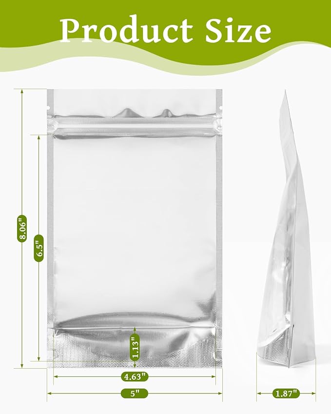 200 Pcs 5"x8" Mylar Bags for Food Storage - Clear Front, Stand-up, Resealable Bags for Small Business Packaging Supplies, Snacks Candy Bath Salts Hand Made Gift Festival
