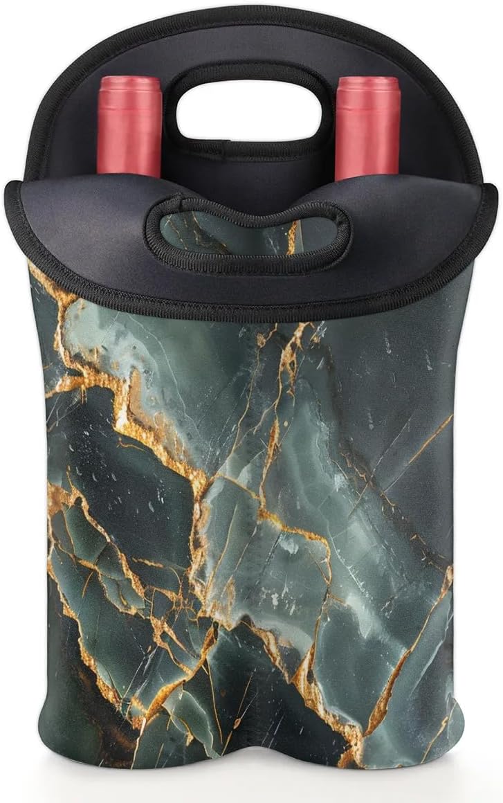 Wine Carrier Tote Personalized Bag for 2 Bottles - Neoprene Wine Bottle Holder with Carry Handle, Wine Protective Bag Insulated Bag Beer Cans Water Bottle Holder for Travel Picnic,Style19
