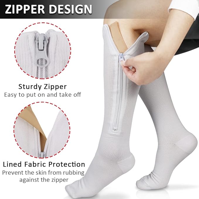 Ailaka Medical 15-20 mmHg Zipper Compression Socks Women Men