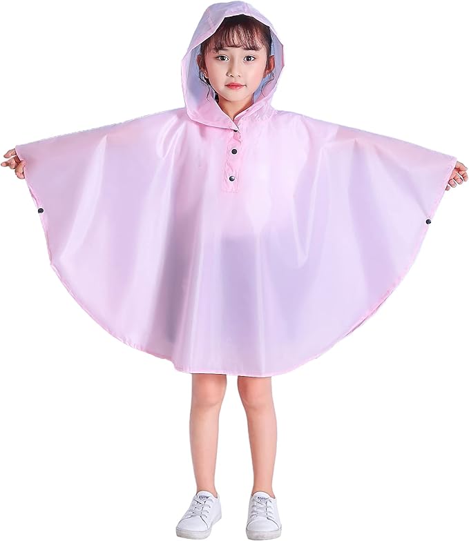 Spmor Kids Rain Poncho Hooded Jacket Rain Coat