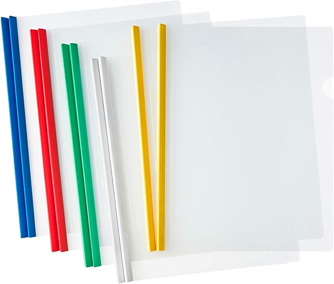 JOERSH 20 Pcs Clear Report Covers with Sliding Bar, Plastic Binder Paper Protector, Report Folders with Clear Cover for Resume Portfolio Presentation File Documents, 5 Colors