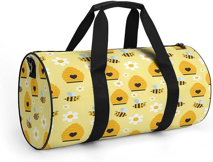 Workout Lightweight Duffel Bags Honey Bee Hive Yellow Basketball Football Weekender Bag Foldable Gym Travel Bags for Men Women