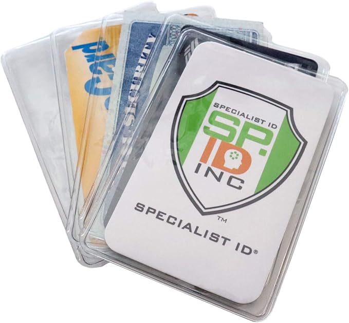 5 Pack - Premium Medicare Card Protector Sleeves - Durable 2 ⅜ X 3 ⅜ Business Card Holders - Clear Vinyl Plastic Covers for Insurance & Social Security Metro & License or Credit Cards by Specialist ID