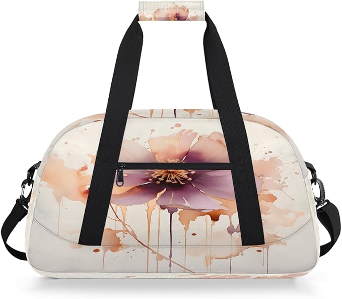Poppy Ink Splash Sports Duffel Bags, Water-Resistant Gym Duffle Bag for Men Women, Lightweight Weekender Overnight Bag for Fitness, Workout, Travel