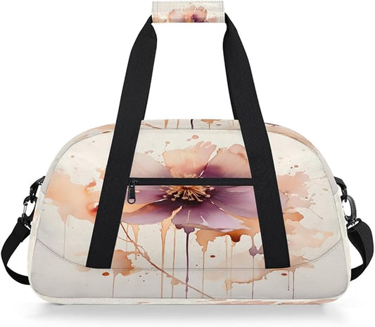 Poppy Ink Splash Sports Duffel Bags, Water-Resistant Gym Duffle Bag for Men Women, Lightweight Weekender Overnight Bag for Fitness, Workout, Travel