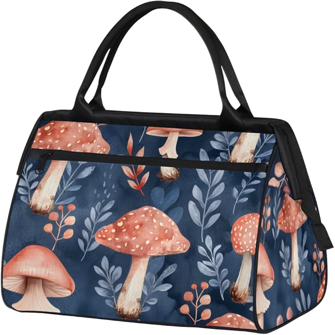 Mushrooms Overnight Weekender Bag for Women Men Travel Duffel Bags Waterproof Luggage Carry on Sports Yoga Gym Bag