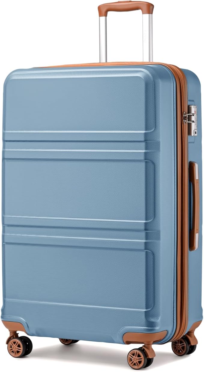 Kono 28 Inch Luggage Expandable Suitcase with Spinner Wheels TSA Lock Lightweight PC+ABS Hardside Large Checked Luggage Durable Rolling Suitcase Apricot Blue