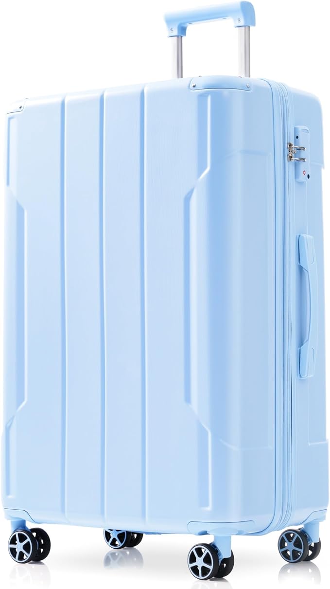 28 Inch Large Checked Luggage Hardside Suitcase with Spinner Wheels, Sky Blue Lightweight Expandable Hard Shell ABS Suitcases with TSA Lock, Large Travel Luggage for Women, Men
