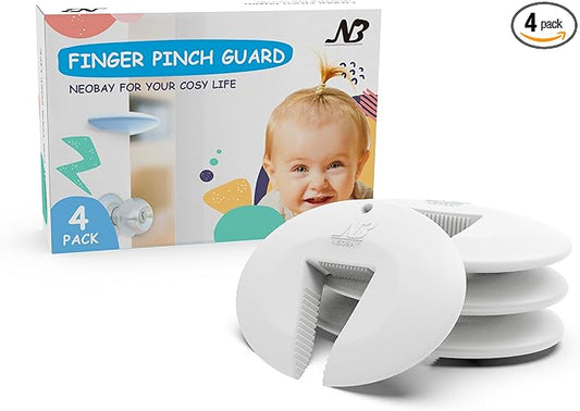 Door Pinch Guard and Door Slam Stopper, Durable Silicone Door Finger Pinch Guard, Prevents Slamming on Even Heavy Doors, Non-Toxic & Pet Friendly, White,4 Packs