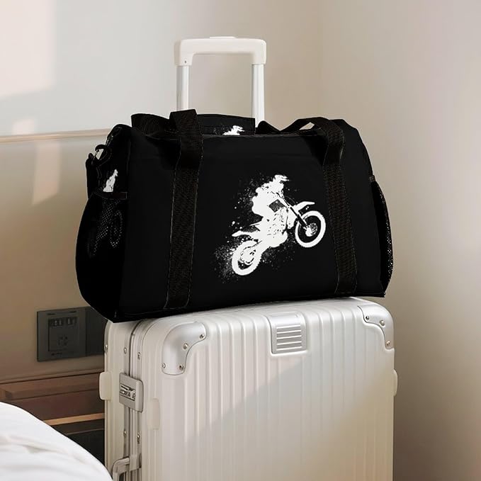 Motorcycle Motocross Duffle Bag Gym Bag for Workout Travel Tote with Detachable Straps