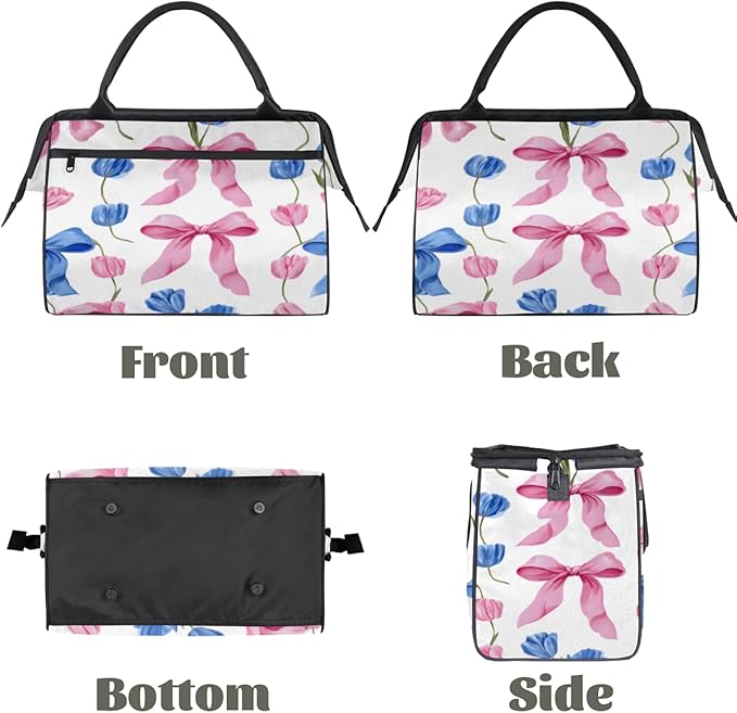 Bow Tie Flowers Overnight Weekender Bag for Women Men Travel Duffel Bags Waterproof Luggage Carry on Sports Yoga Gym Bag