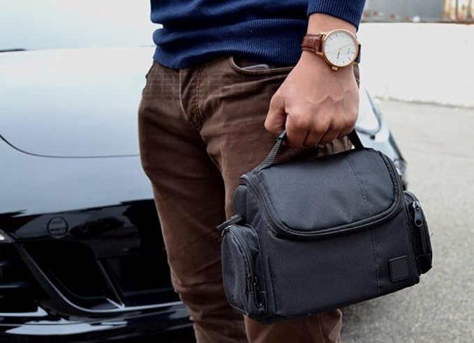 Medium Padded Camera Bag with Shoulder Strap – DSLR & Mirrorless Camera Carrying Bag, Lightweight Protective Crossbody Camera Bag