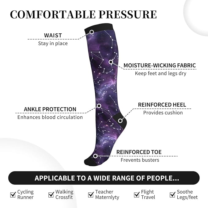 Compression Socks Knee High Circulation Support Socks For Women Men Athletic Running Work Hiking Cycling Travel