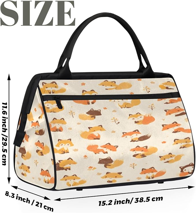 Cute Fox Overnight Weekender Bag for Women Men Travel Duffel Bags Waterproof Luggage Carry on Sports Yoga Gym Bag