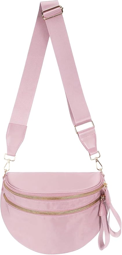 Pure Colour Crossbody Bag Bum Bag for Women,Spacious Purse Fanny Packs Belt Bag,Oversized Bum Bag (Colour Bum Bag-Pink)