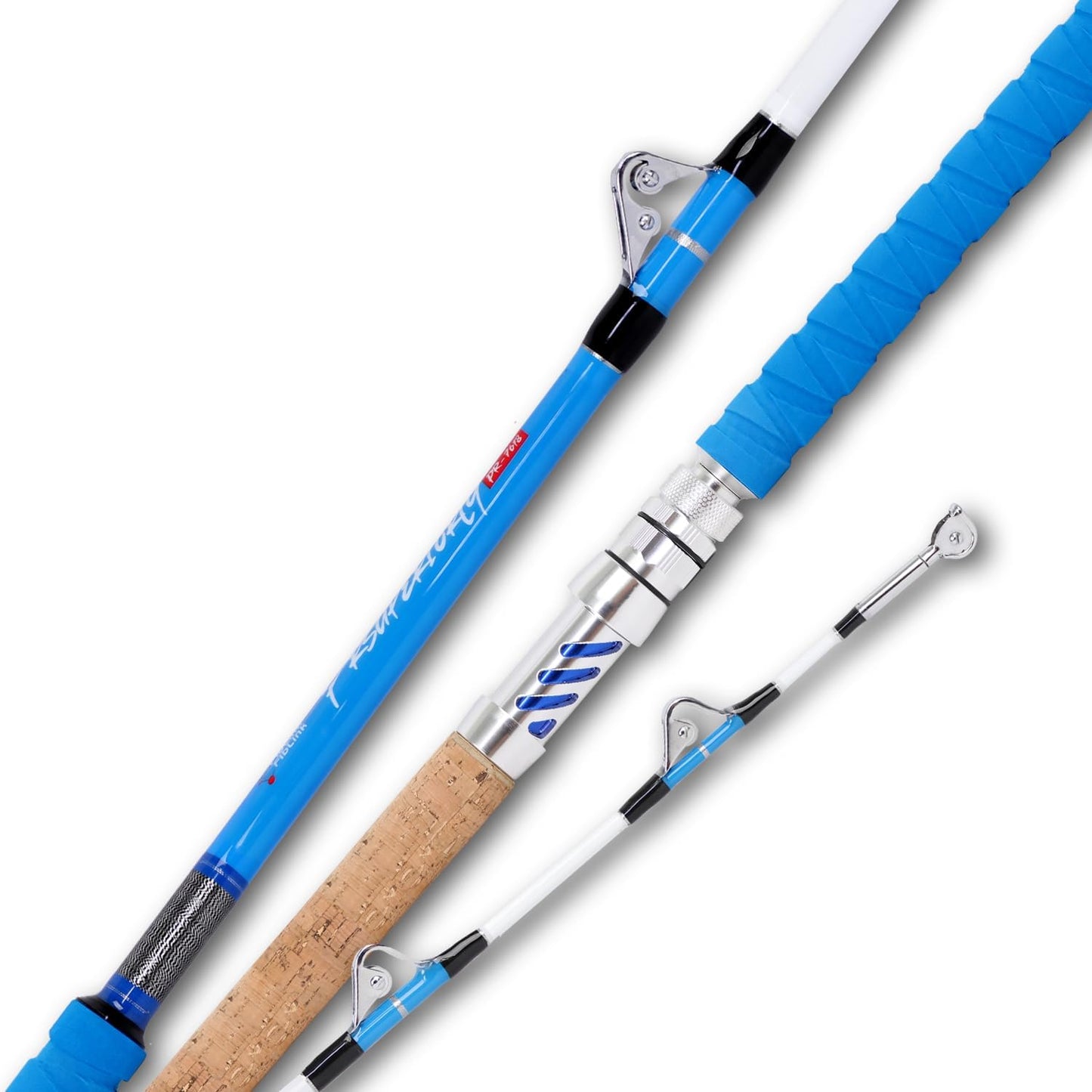 Fiblink Saltwater Fishing Rod Heavy Duty Trolling Rod Conventional Boat Standup Big Game Deep Sea Rod with Roller Guides(5'6"/6'/7'6",50-80lbs/80-120lbs)