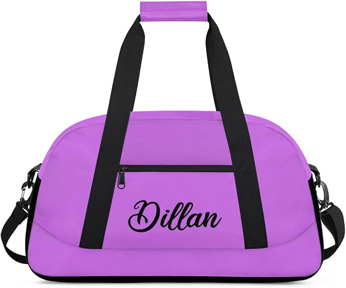 Custom Name Gym Duffel for Kids,Personalized Sports Bag Lightweight Gym Bags for Boys & Girls,Fitness Travel Weekender for Travel, Workout Magenta