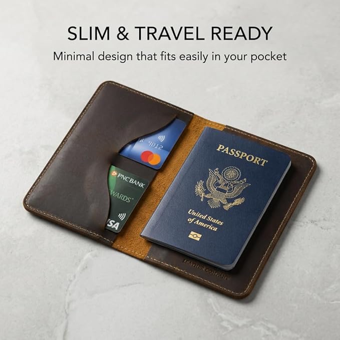 Rustique Leather Passport Holder Collection - Handmade Travel Wallet & Organizer - Full Grain Crazy Horse Leather Covers for Men & Women (Multiple Styles) (Executive Wallet - Tobacco & Honey)