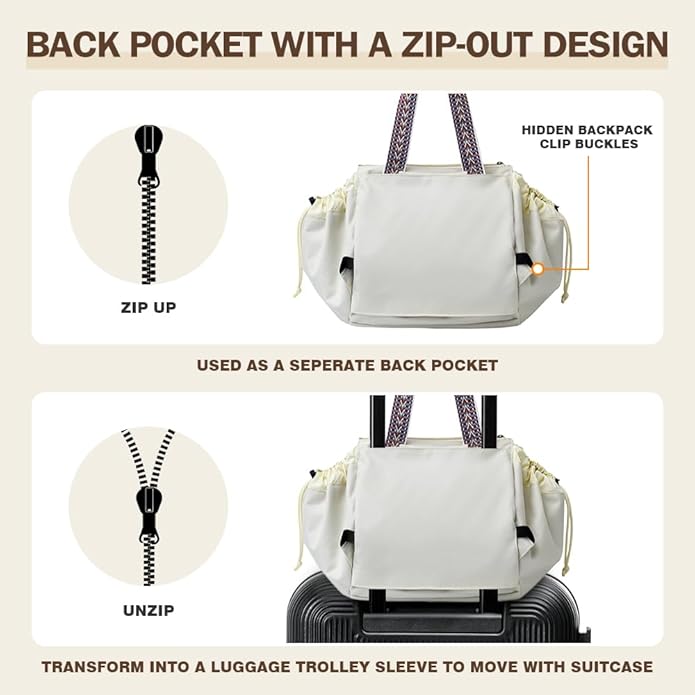 Travel Duffel Bag Weekender Bags for Women, Expandable Tote Handbag Diaper Bag Backpack Shoulder Bag for Car Work Daily