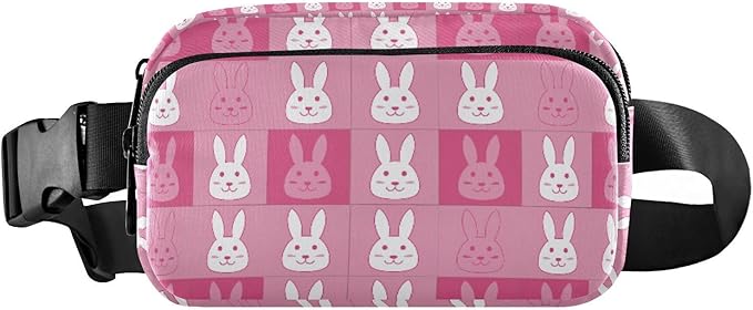 Kawaii Pink Bunny Fanny Pack for Women Men Water Resistant Fashion Waist Packs with Adjustable Strap Belt Bag for Travel Workout Jogging Hiking 21219251