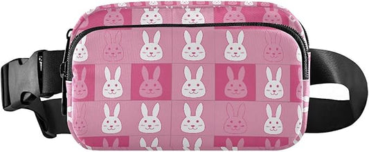 Kawaii Pink Bunny Fanny Pack for Women Men Water Resistant Fashion Waist Packs with Adjustable Strap Belt Bag for Travel Workout Jogging Hiking 21219251