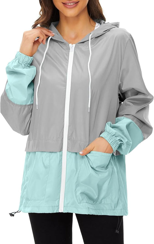 Zando Lightweight Rain Jacket Women Waterproof - Raincoat for Women Packable Rain coat Hooded Windbreaker for Travel Outdoor