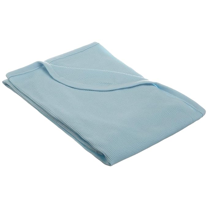American Baby Company 100% Cotton Thermal Waffle Toddler Cot Blanket (36" x 48"), Soft, Breathable & Stretchy, Blue, for Boys and Girls, Versatile for Nap Time, Preschool and Travel