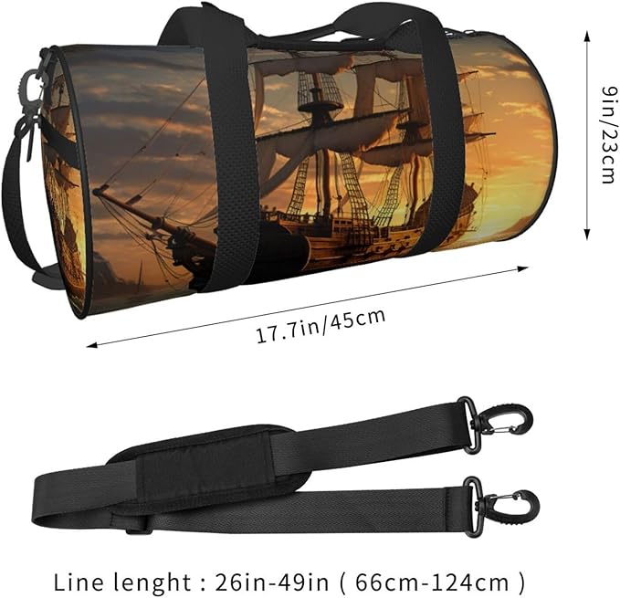Fantasy pirate ship Travel Duffle Bag for Women, Weekender Carry On Tote Bags Foldable Personal Item Travel Bag with Adjustable Strap, Sport Gym Bag for Men,Carry On Overnight Bag