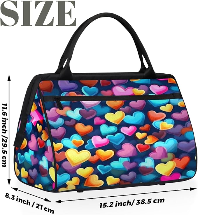 Romantic Love Overnight Weekender Bag for Women Men Travel Duffel Bags Waterproof Luggage Carry on Sports Yoga Gym Bag