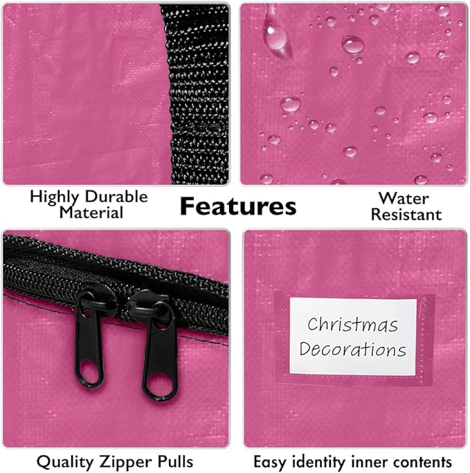 ClearSpace Heavy Duty Moving Bags or Storage Bags – Pink Storage Bins with Lids, Large Moving Boxes with Backpack Straps & Zippers,– Packing Box & Moving Supplies for College Dorm, 8 Pack