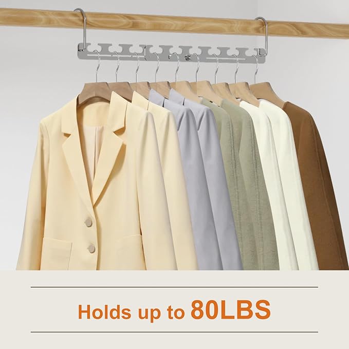 Sindax Space Saving Hangers Telescopic, 6 Holes Clothes Hangers Adjustment to 9 Holes, Upgraded Sturdy Metal Clothes Hangers Space Saving for Heavy Clothes, Closet Organizers and Storage - 12 Pack