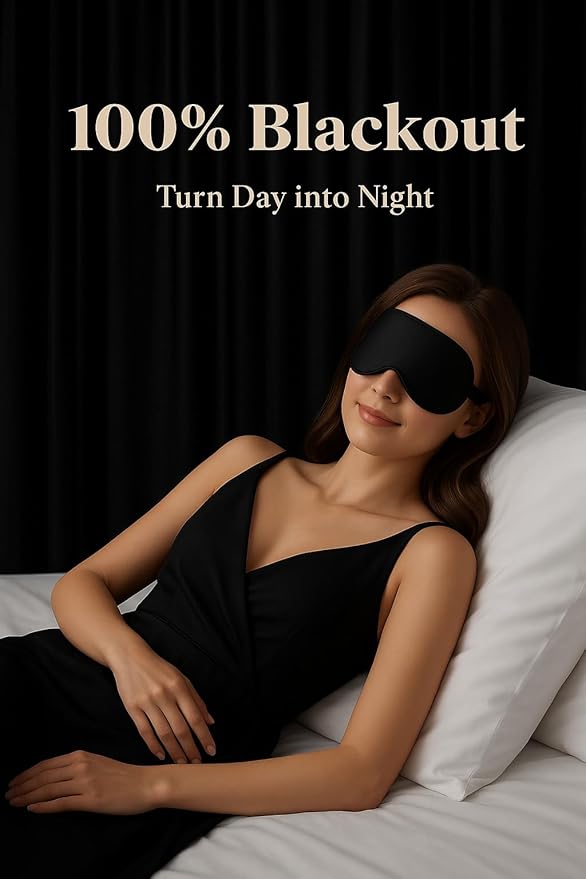 3D Comfortable Sleep Mask, Black, Ultra Soft Light Blocking Eye Cover for Men and Women, Eyelash Friendly Design