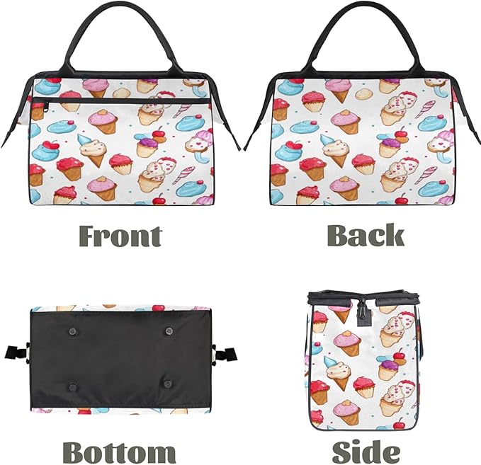 Summer Ice Cream Overnight Weekender Bag for Women Men Travel Duffel Bags Waterproof Luggage Carry on Sports Yoga Gym Bag
