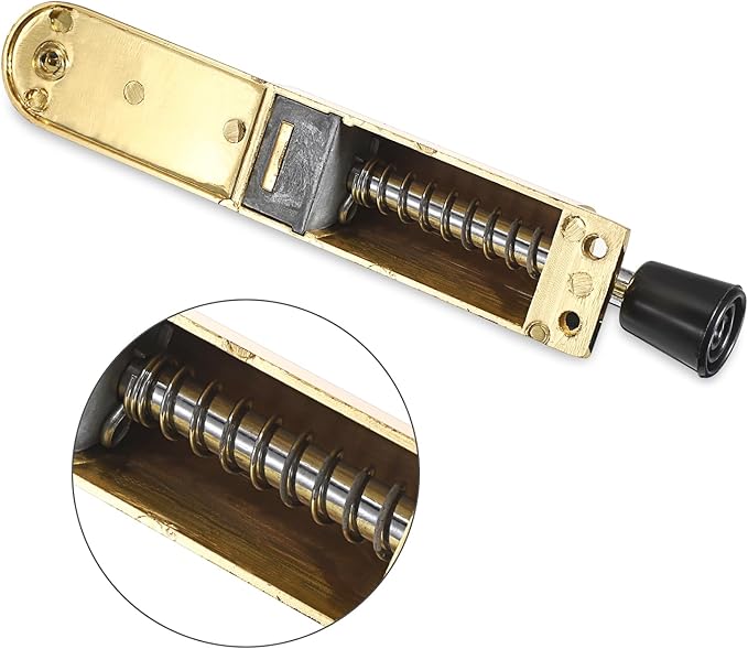 Sumnacon Kickdown Door Stop - Stainless Steel Easy Step Door Stopper, Spring Loaded Telescopic Step On/Off Door Stopper Rubber, Adjustable Heavy Duty Door Locks Holder Stop/Release by Foot, Gold