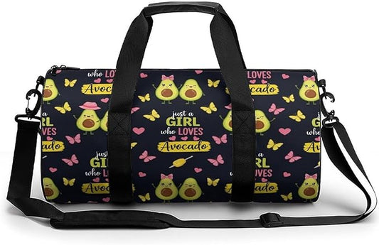 Foldable Gym Travel Bag Just A Girl Who Loves Avocado Overnight Weekender Travel Bag Dance Sports Gymnastics Bags Unisex Overnight Bags