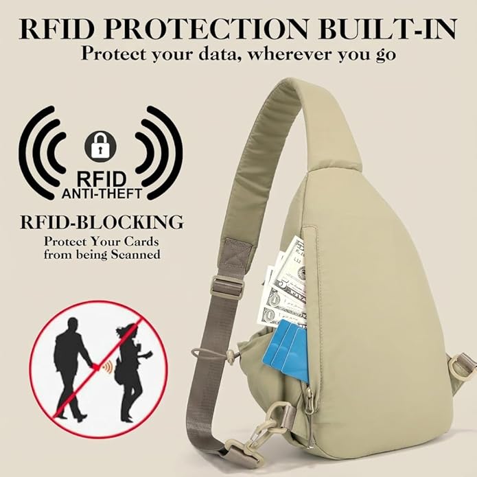 Sling Bag for Women, Anti-Theft RFID Nylon Crossbody Purse with Adjustable Strap for Travel & Shopping
