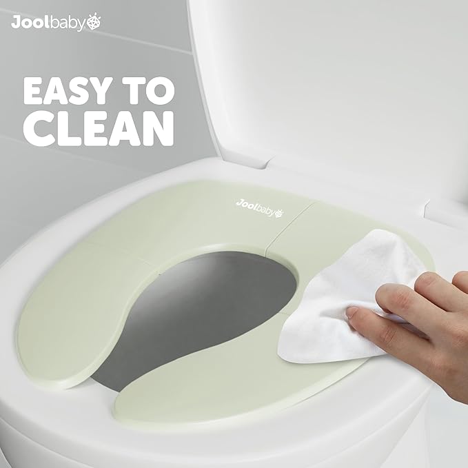 Jool Baby Folding Travel Potty Training Seat for Toddlers, Fits Round & Oval Toilets, Non-Slip Suction Cups, Includes Free Travel Bag (Sage)
