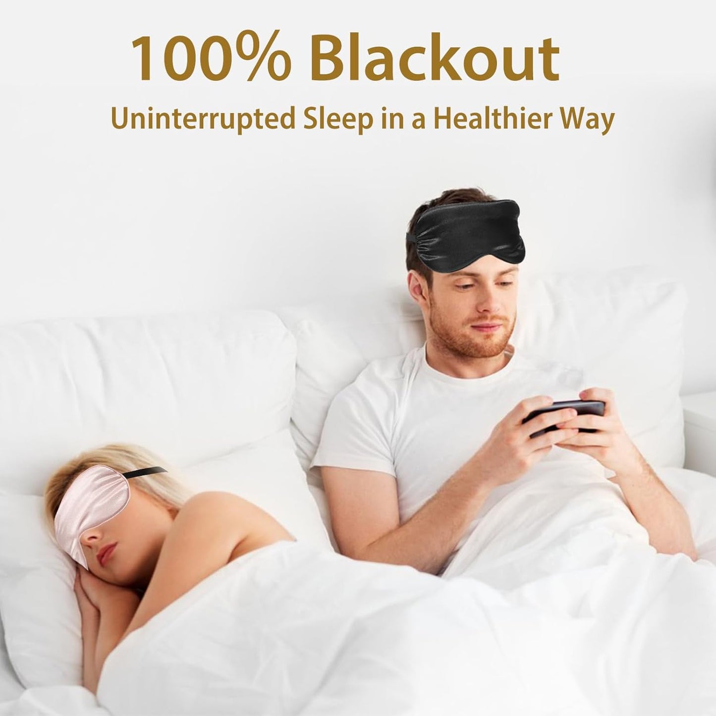 Silk Sleep Masks for Sleep, 4 Pack Super Soft Sleep Mask for Women & Men, 100% Blackout, Zero Eye Pressure, Blindfold with Adjustable Strap, Travel Eye Covers (Black, Pink, Blue, Grey)