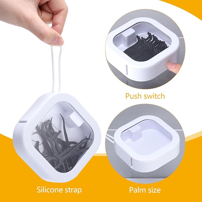 Prudiut 4Pack Hair Tie Organizer Boxes, Portable Travel Containers Storage Box, Stackable Hair Accessory Storage, Desktop Small Items Dispenser, Hair Tie Holder Clip Organizer for Girls(White)
