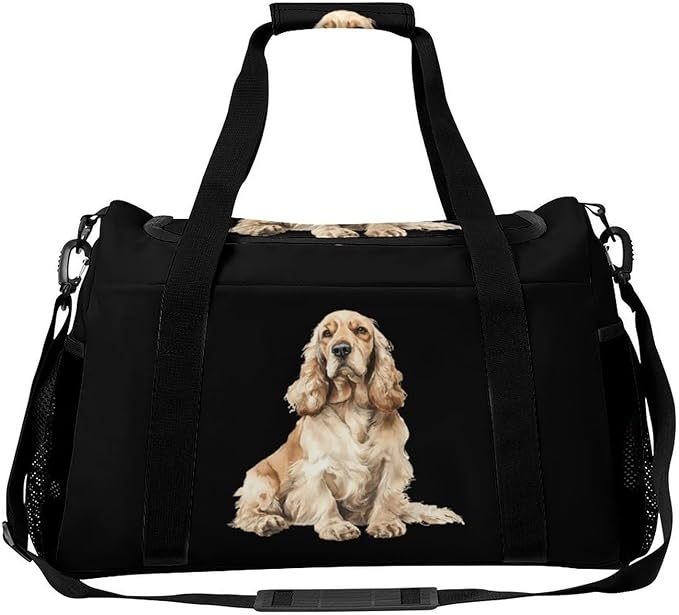 Cocker Spaniel Dog Duffle Bag Gym Bag for Workout Travel Tote with Detachable Straps