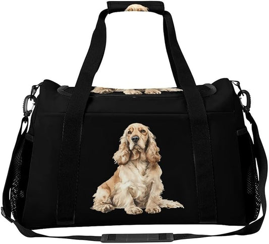 Cocker Spaniel Dog Duffle Bag Gym Bag for Workout Travel Tote with Detachable Straps