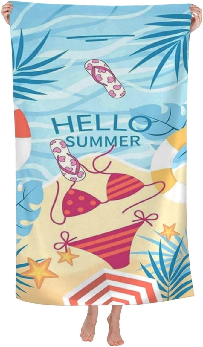 Cute Beach Towel for Women/Adults, Personalized Microfiber Beach Towels Bulk, Quick Dry Beach Towel for Pool, Lightweight Bath Towels Oversized Clearance 30"x 60"