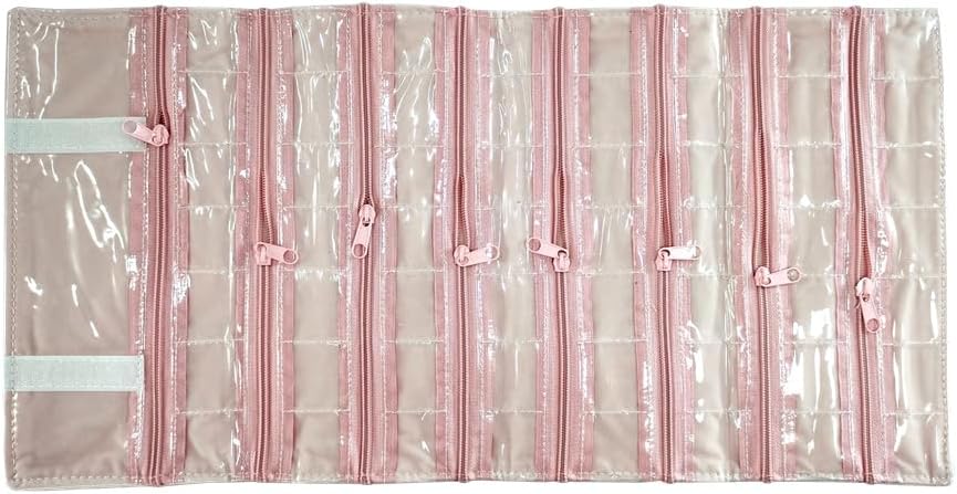 Travel Jewelry Roll Bag Portable Organizer Pouch With Grids&PVC Cover Storage Bags for Necklace, Bracelet, Bracelet,Ring, Badge, Pendant