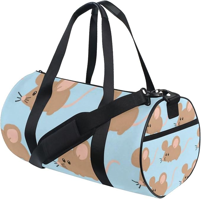 Blue Cartoon Mouse Waterproof Large Bag Gym Shoulder Weekender Overnight Bag
