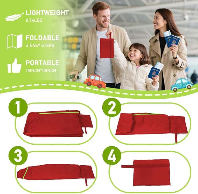 Car Seat Bags For Airplane Travel, Gate Check Bag, Durable Travel Bag with Thickened Shoulder Straps and 2pcs Luggage Tags For Airplane（Red）