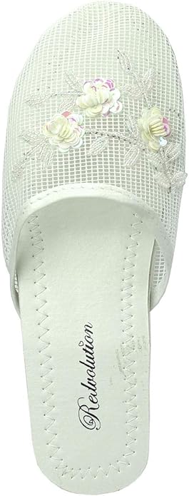 REDVOLUTION Women's Chinese Mesh Slipper Floral Flip Flop Sandals | 1313