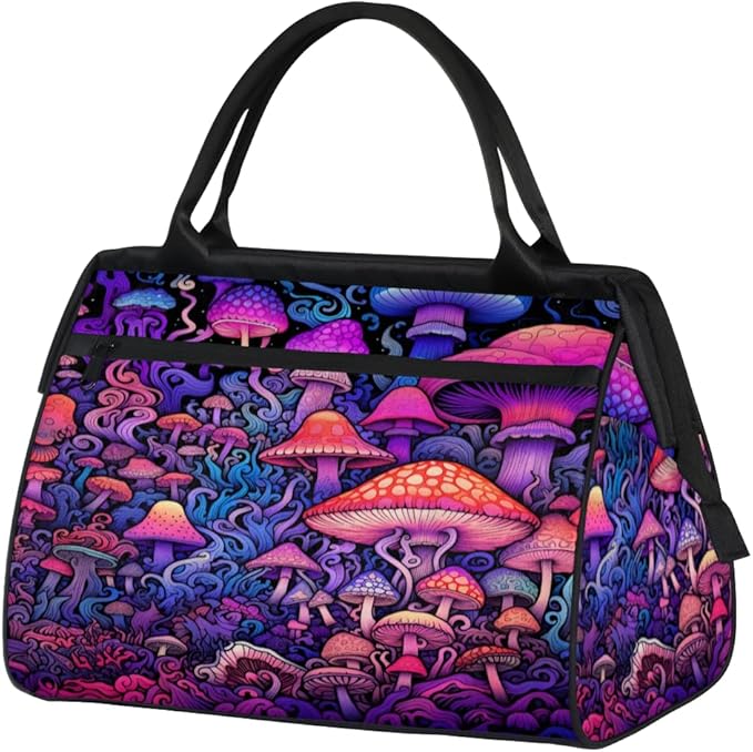 Mushroom Forest Overnight Weekender Bag for Women Men Travel Duffel Bags Waterproof Luggage Carry on Sports Yoga Gym Bag