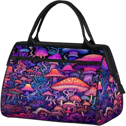 Mushroom Forest Overnight Weekender Bag for Women Men Travel Duffel Bags Waterproof Luggage Carry on Sports Yoga Gym Bag